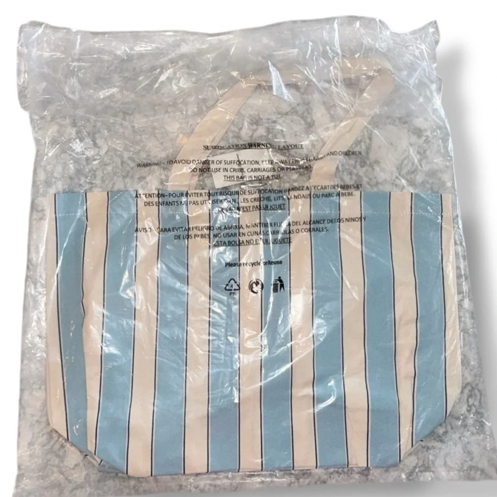 TOMMY BAHAMA “Indigo Palms” Limited Edition Tote - Blue/Natural Stripe